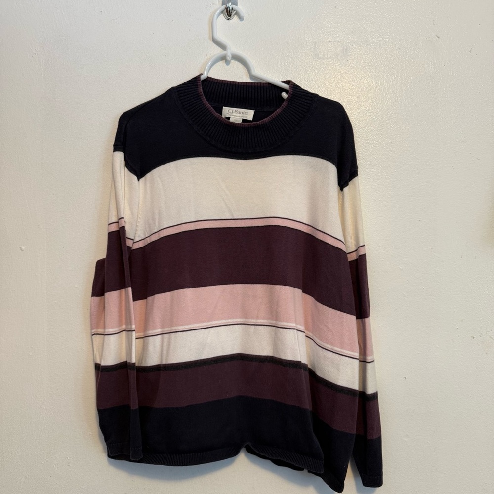 Christopher & Banks Multicolor Striped Crewneck Top Women’s 3X LongSleeve